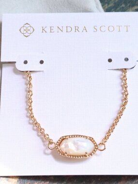 New💫 Kendra Scott Elaina Ivory Pearl Adjustable Chain Bracelet Gold
